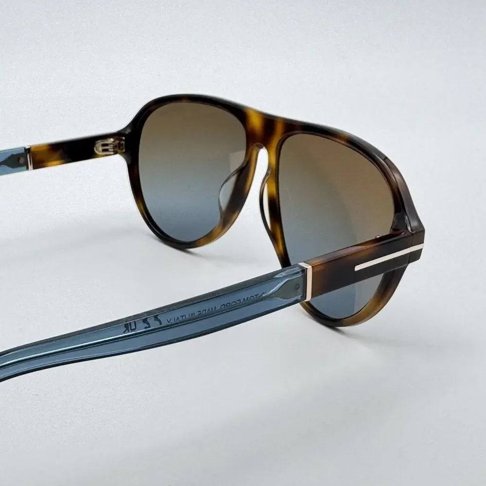 Tom Ford Sunglasses Quincy TF1080 53F Havana Aviator Brown Gradient Lens 59mm